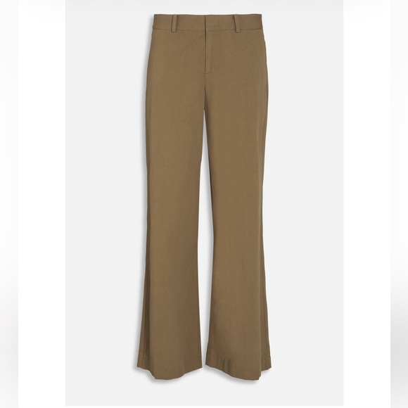 Vince Cotton Twill Wide-Leg Pants Khaki Tan Size 6 Mid Rise - Picture 3 of 8